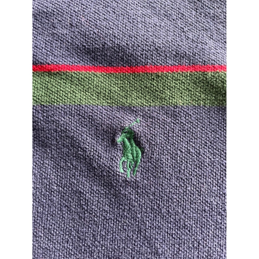 Polo Ralph Lauren Mens Med Navy Blu Striped Short Sleeve Cotton Polo Shirt Rugby - Picture 3 of 8
